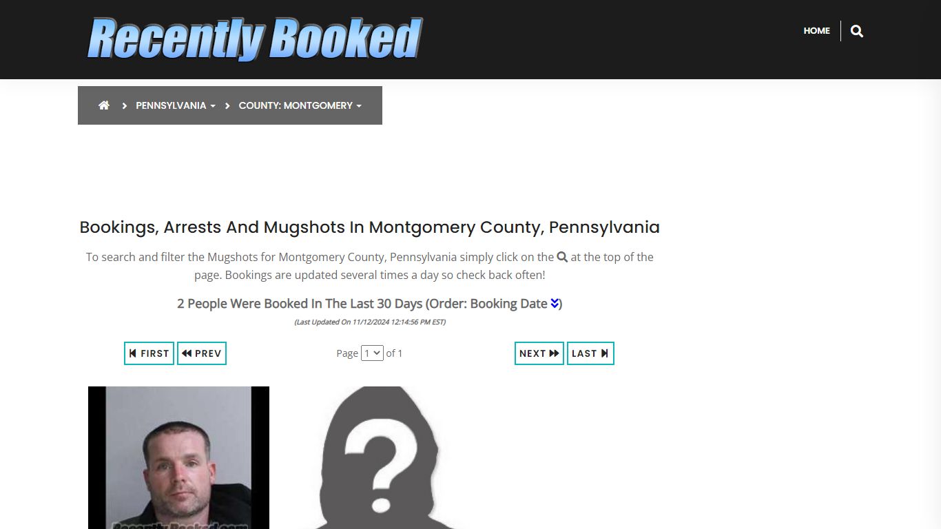 Bookings, Arrests and Mugshots in Montgomery County, Pennsylvania