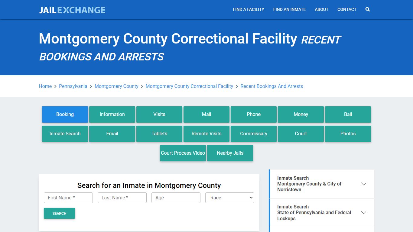 Montgomery County Correctional Facility PA Recent Arrests and Bookings