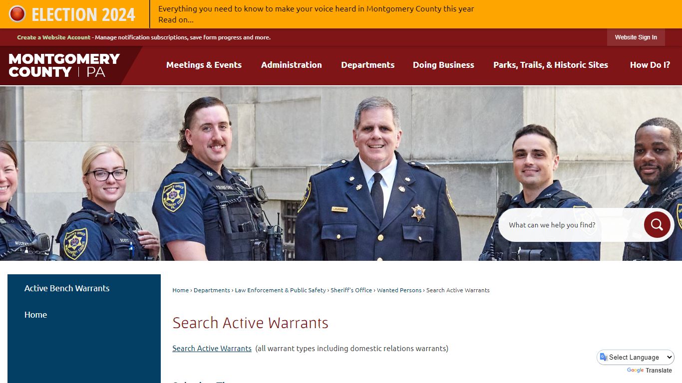 Search Active Warrants | Montgomery County, PA - Official Website