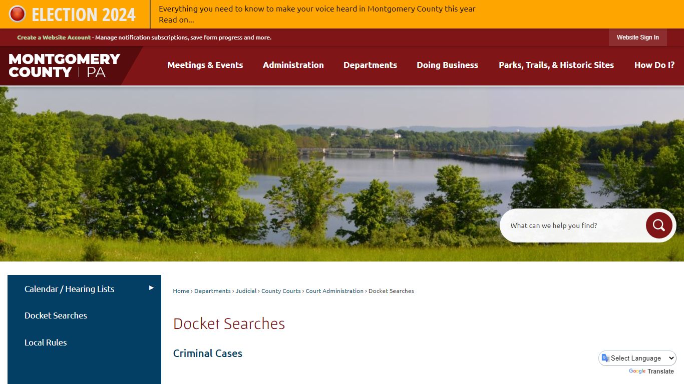 Docket Searches | Montgomery County, PA - Official Website