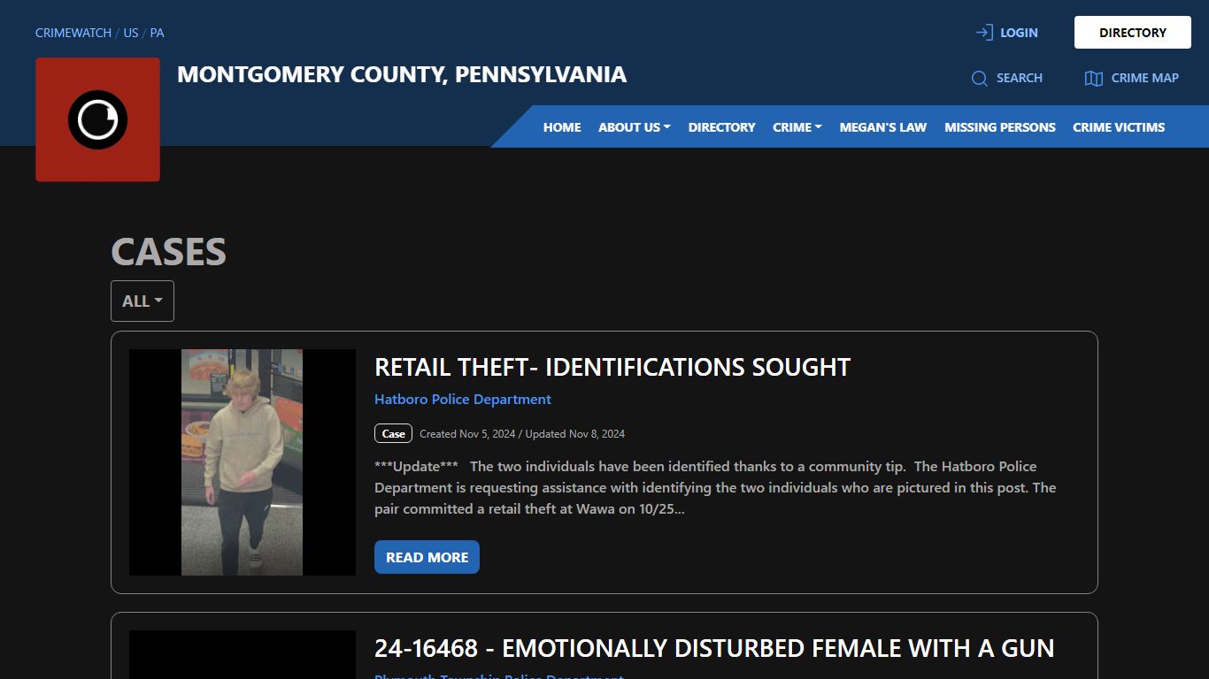 Cases for Montgomery County, Pennsylvania - CRIMEWATCH